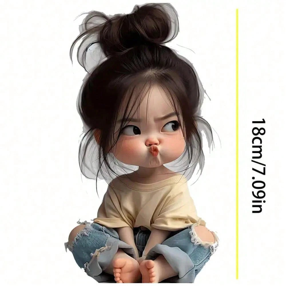 Cute Mischievous Girl Delicate Car Sticker, High-Quality Waterproof And Durable Sticker Suitable For Motorcycles, Trucks, Laptops, Etc. Smooth And Scratch-Resistant, Adding Charming Appeal! Applicable