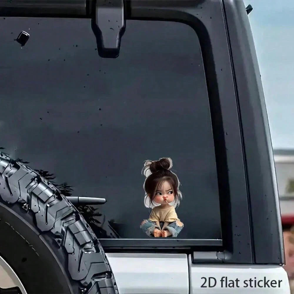 Cute Mischievous Girl Delicate Car Sticker, High-Quality Waterproof And Durable Sticker Suitable For Motorcycles, Trucks, Laptops, Etc. Smooth And Scratch-Resistant, Adding Charming Appeal! Applicable