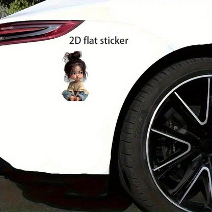 Cute Mischievous Girl Delicate Car Sticker, High-Quality Waterproof And Durable Sticker Suitable For Motorcycles, Trucks, Laptops, Etc. Smooth And Scratch-Resistant, Adding Charming Appeal! Applicable