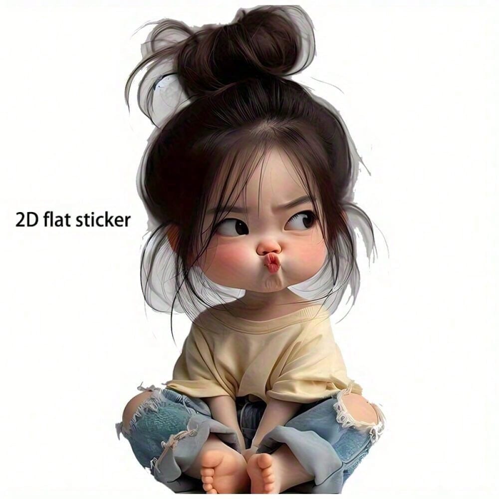 Cute Mischievous Girl Delicate Car Sticker, High-Quality Waterproof And Durable Sticker Suitable For Motorcycles, Trucks, Laptops, Etc. Smooth And Scratch-Resistant, Adding Charming Appeal! Applicable