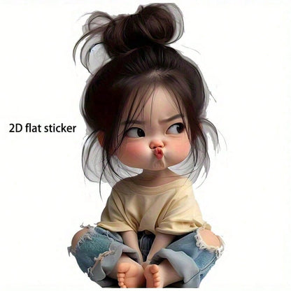Cute Mischievous Girl Delicate Car Sticker, High-Quality Waterproof And Durable Sticker Suitable For Motorcycles, Trucks, Laptops, Etc. Smooth And Scratch-Resistant, Adding Charming Appeal! Applicable