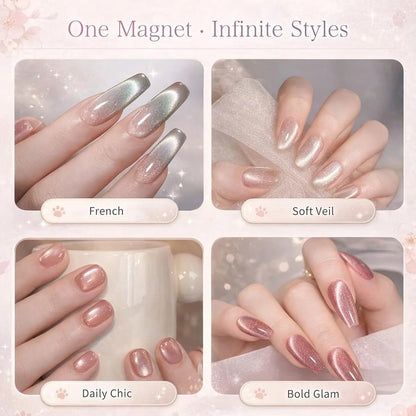 Cute Paw Handle Cat Eye Nail Auxiliary Styling Tool Set,3Pcs Multi Shape Light Forming Wands Manicure Tools