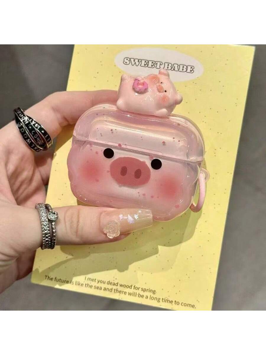 Cute Pig Face Graphic Protective Case Compatible With Apple 4/2/3 Pro2 Earbuds, Soft Shell, Suitable As A Gift For Her