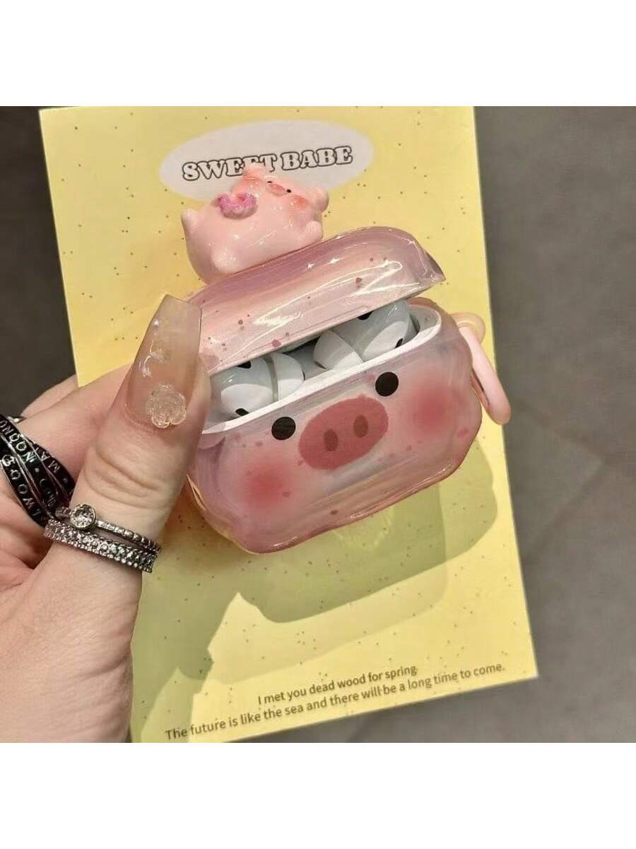 Cute Pig Face Graphic Protective Case Compatible With Apple 4/2/3 Pro2 Earbuds, Soft Shell, Suitable As A Gift For Her