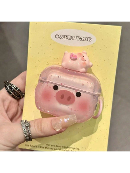 Cute Pig Face Graphic Protective Case Compatible With Apple 4/2/3 Pro2 Earbuds, Soft Shell, Suitable As A Gift For Her