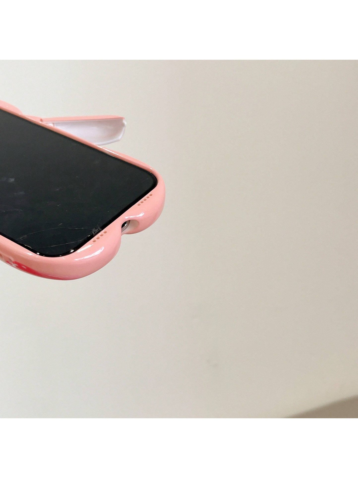Cute Pink Bear Element Novelty Case Shockproof Waterproof Funny Pink 3D Heart Teddy Bear Designed Phone Case Compatible With Iphone Kawaii Anti-Fall Scratch Resistant Spring Birthday Gift