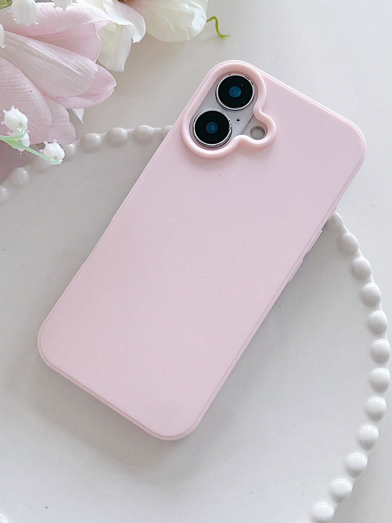 Cute Pink Heart Design Silicone TPU 1pc Matte Solid Color Heart-Shaped Camera Cutout Large Hole Full Coverage Shockproof Phone Case Compatible With Iphone 17/16/15/14/13/12/11/XSMAX/X/XS/XR/7PLUS/8PLU