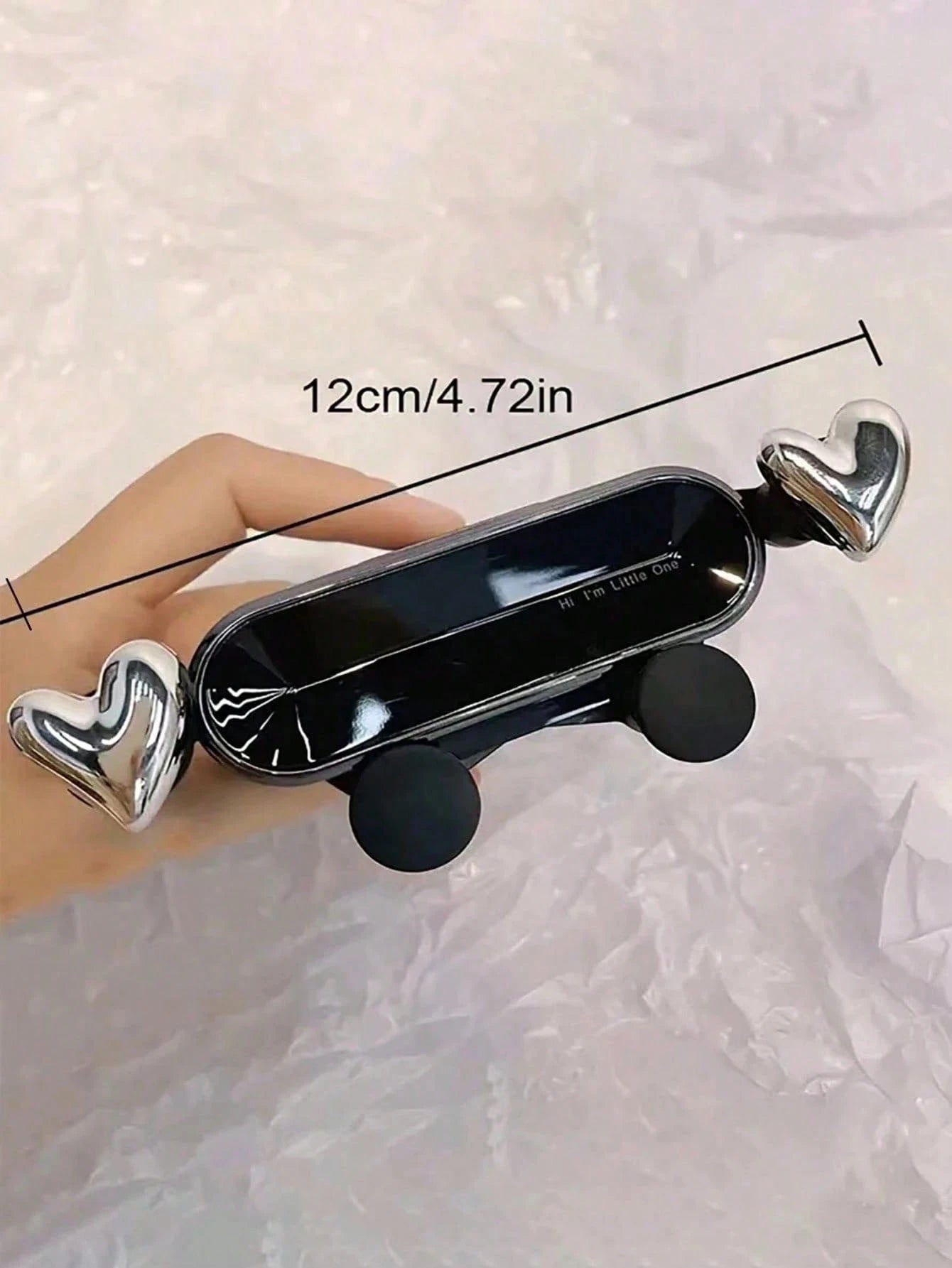 Cute Silver Heart Bear Gravity Car Phone Holder, Universal Air Vent Anti-Shake Car Navigation Bracket, Detachable Washable Upgraded PVC Car Phone Mount, Retractable Invisible Design Firm Clip-On Auto