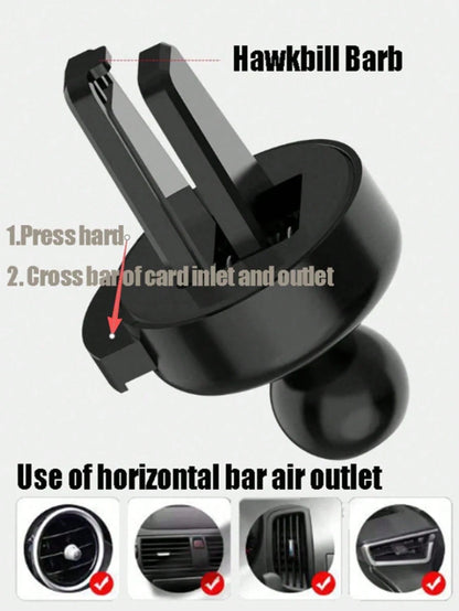 Cute Silver Heart Bear Gravity Car Phone Holder, Universal Air Vent Anti-Shake Car Navigation Bracket, Detachable Washable Upgraded PVC Car Phone Mount, Retractable Invisible Design Firm Clip-On Auto