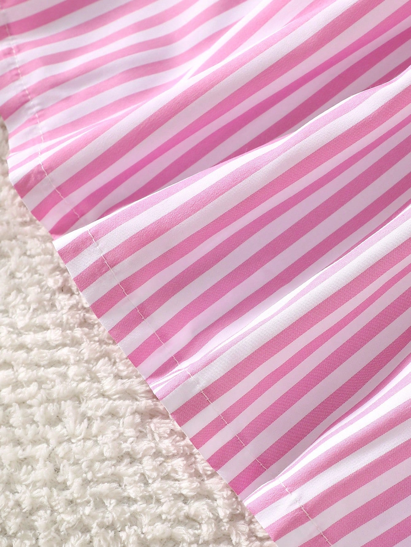 Cute Summer Light Pink & White Striped Sleeveless Strappy Dress For Newborn Girls Decorated With 3D Bow A-Line Flared Birthday Skirt 0-9 Years Old