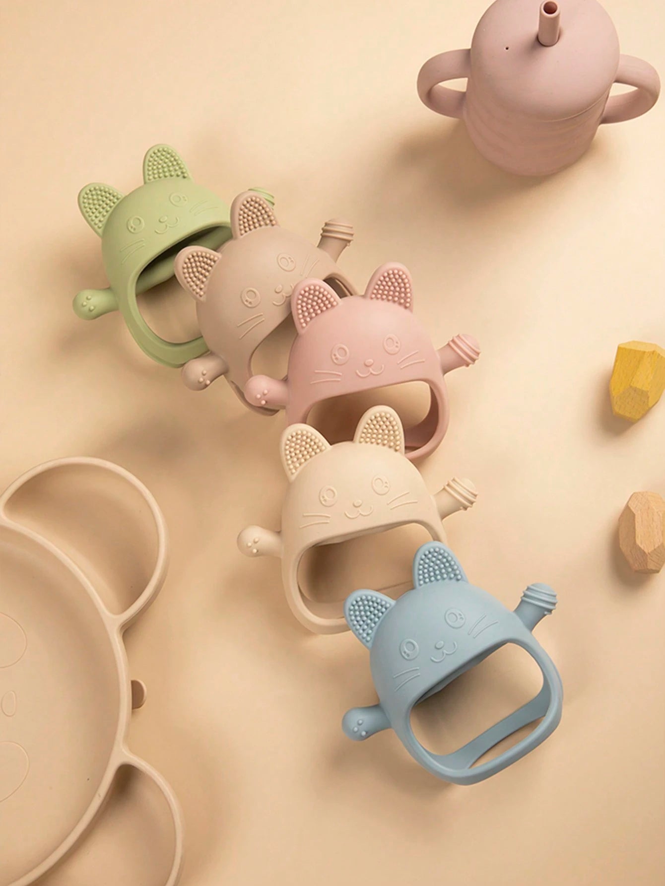 Cute Teething Toys With Handle For Infant Silicone Teethers For Infants Baby Chewing Nursing Toys Newborn Accessories