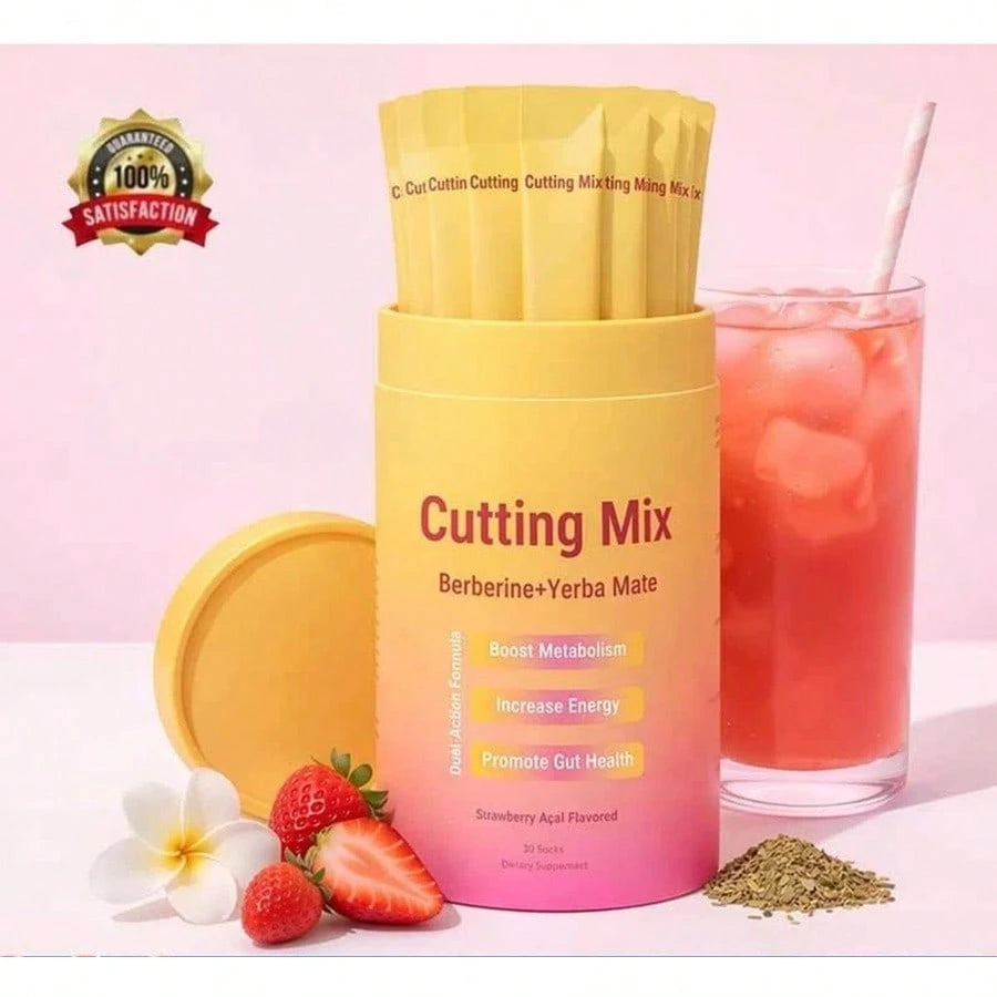 Cutting Drink Mix- Berberine+Yerb<Wbr>A Mate, Boost Metabolism Gut Health Supplement 30Tablets