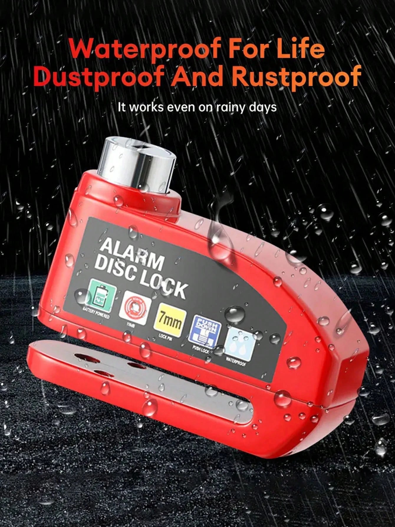 Cycling Motorcycle Wheel Disc Brake Lock Moto Anti-Theft Safety Lock Waterproof 110dB Loud Electronic Alarm Disc Lock For Motorcycle,Bicycle, Electric Bike, Essential Anti-Theft Riding Equipment