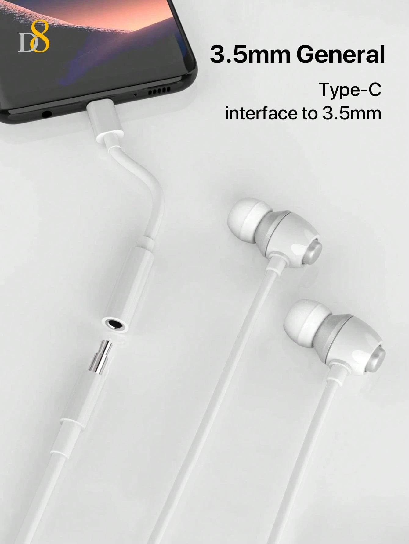 D8 16 USB-C To 3.5mm Audio Adapter, Type-C AUX Headphone Converter With DAC Stereo Microphone HiFi Headphone Adapter, Compatible With IPhone 16/16 Pro/16 Pro Max/15/15 Pro/15 Pro Max, Pro/ Air 5/ 4/ M