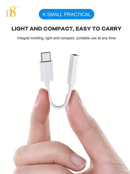 D8 16 USB-C To 3.5mm Audio Adapter, Type-C AUX Headphone Converter With DAC Stereo Microphone HiFi Headphone Adapter, Compatible With IPhone 16/16 Pro/16 Pro Max/15/15 Pro/15 Pro Max, Pro/ Air 5/ 4/ M