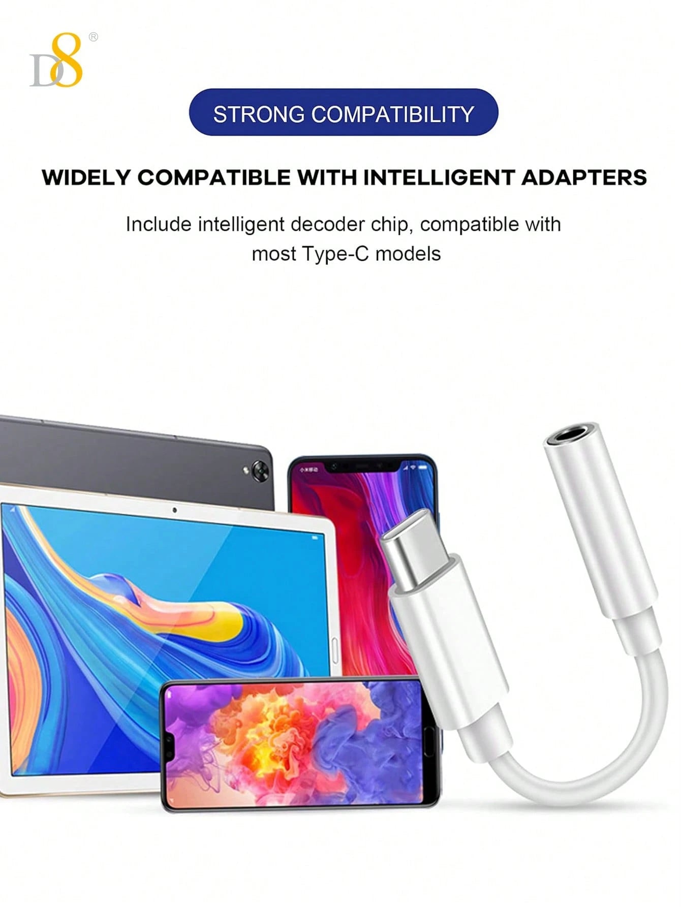 D8 16 USB-C To 3.5mm Audio Adapter, Type-C AUX Headphone Converter With DAC Stereo Microphone HiFi Headphone Adapter, Compatible With IPhone 16/16 Pro/16 Pro Max/15/15 Pro/15 Pro Max, Pro/ Air 5/ 4/ M