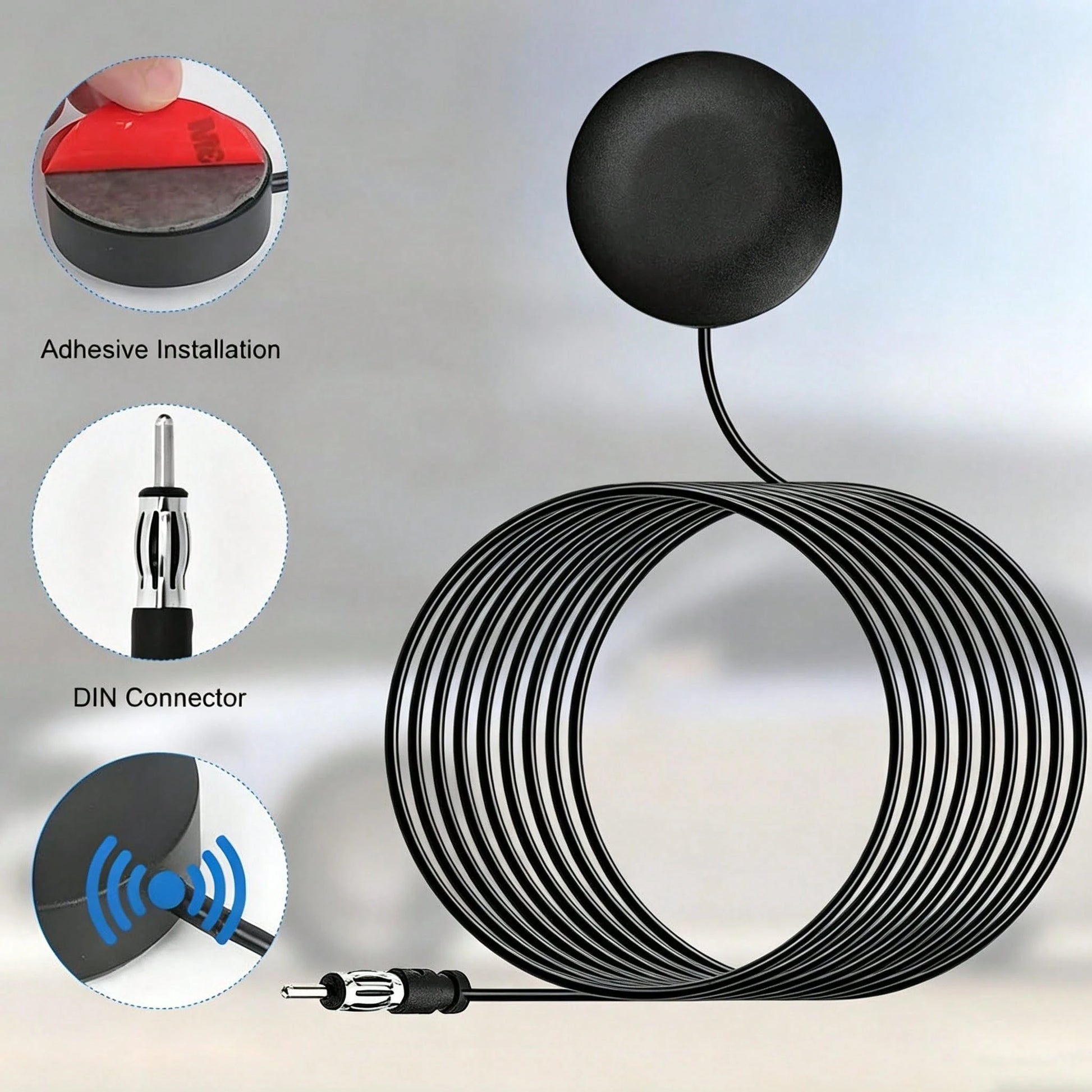 DAB Car Radio Antenna AM FM Adhesive Patch Antenna Round Patch Strong Signal FM18 Antenna