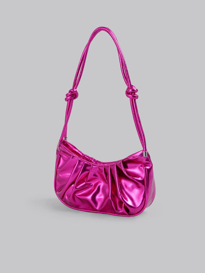 DareSee Solid Color, Shiny, Cloud Pleated, Fashion Metallic, Resort, Holiday, Collegiate Style Shoulder Bag & Crossbody Bag For Women Music Fest Back To School