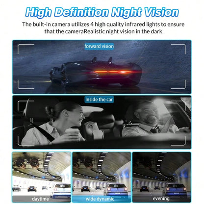 Dashcam 1080P Front Camera 150° Wide-Angle Lens, Equipped With Three Cameras, Includes 64GB Memory Card, Night Vision Function, Built-In High-Sensitivity Gravity Sensor, Loop Recording, 24-Hour Parkin