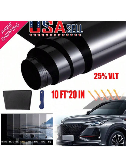 Dazone 300CM Uncut Roll Window Tint Film 25% VLT 20" X 10ft Feet For Car Home Office Glass Window UV Block Sunshade Tint Film Universal Privacy Security For Car Truck Auto- Any Size & Shade With Free