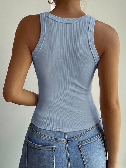 DAZY Autumn/Winter Off-Season Slim Fit Elegant Solid Color Women's Vest Summer