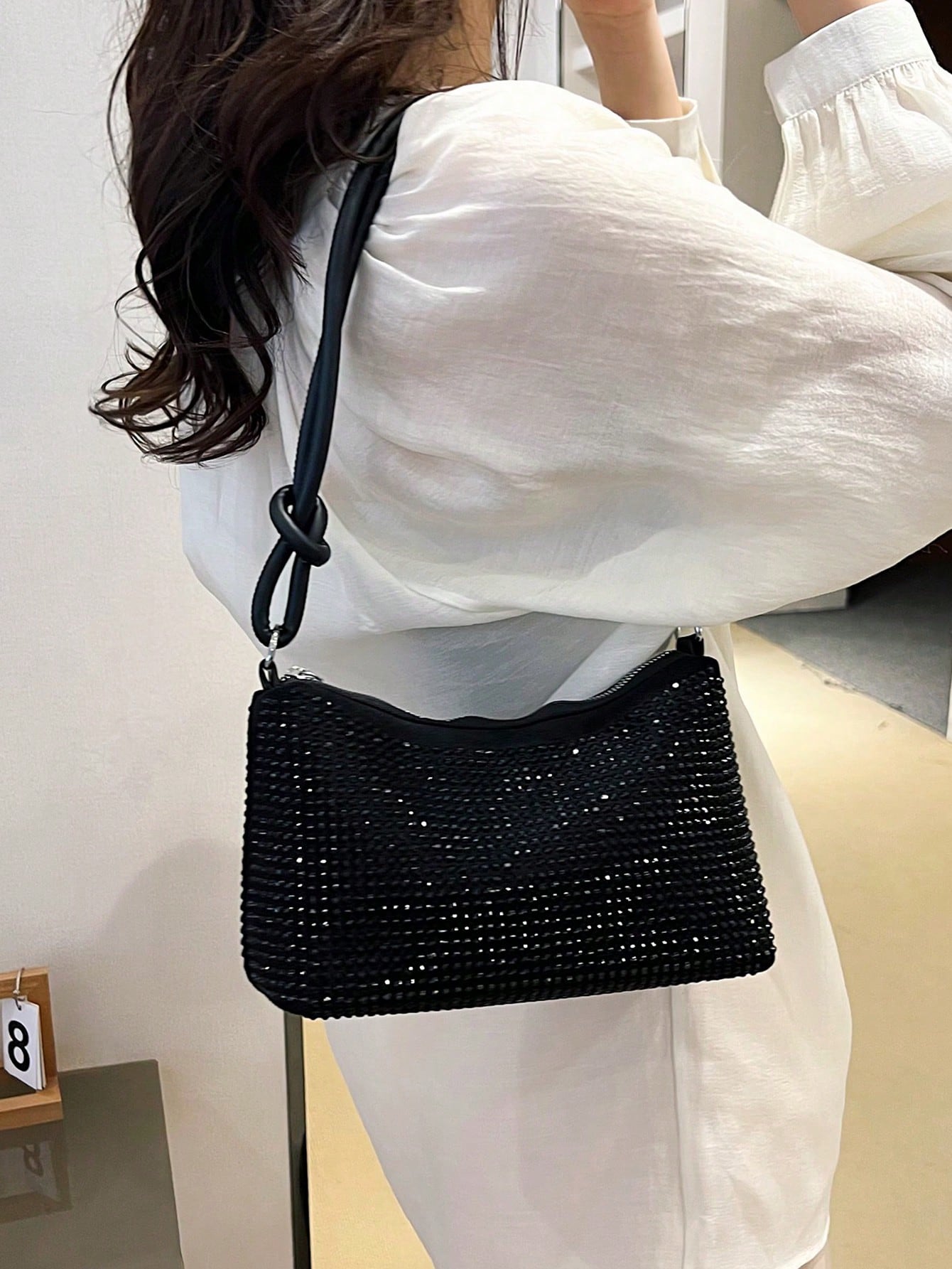 DAZY Lightweight,Business Casual Black Hobo Bag Studded Decor With Zipper For Teen Girls Women College Students,Rookies & White-Collar Workers Perfect For Office,College,Work,Business,Commute,Outdoor