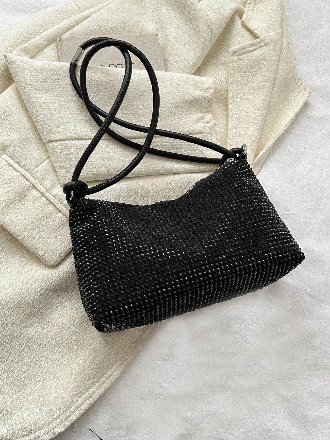 DAZY Lightweight,Business Casual Black Hobo Bag Studded Decor With Zipper For Teen Girls Women College Students,Rookies & White-Collar Workers Perfect For Office,College,Work,Business,Commute,Outdoor