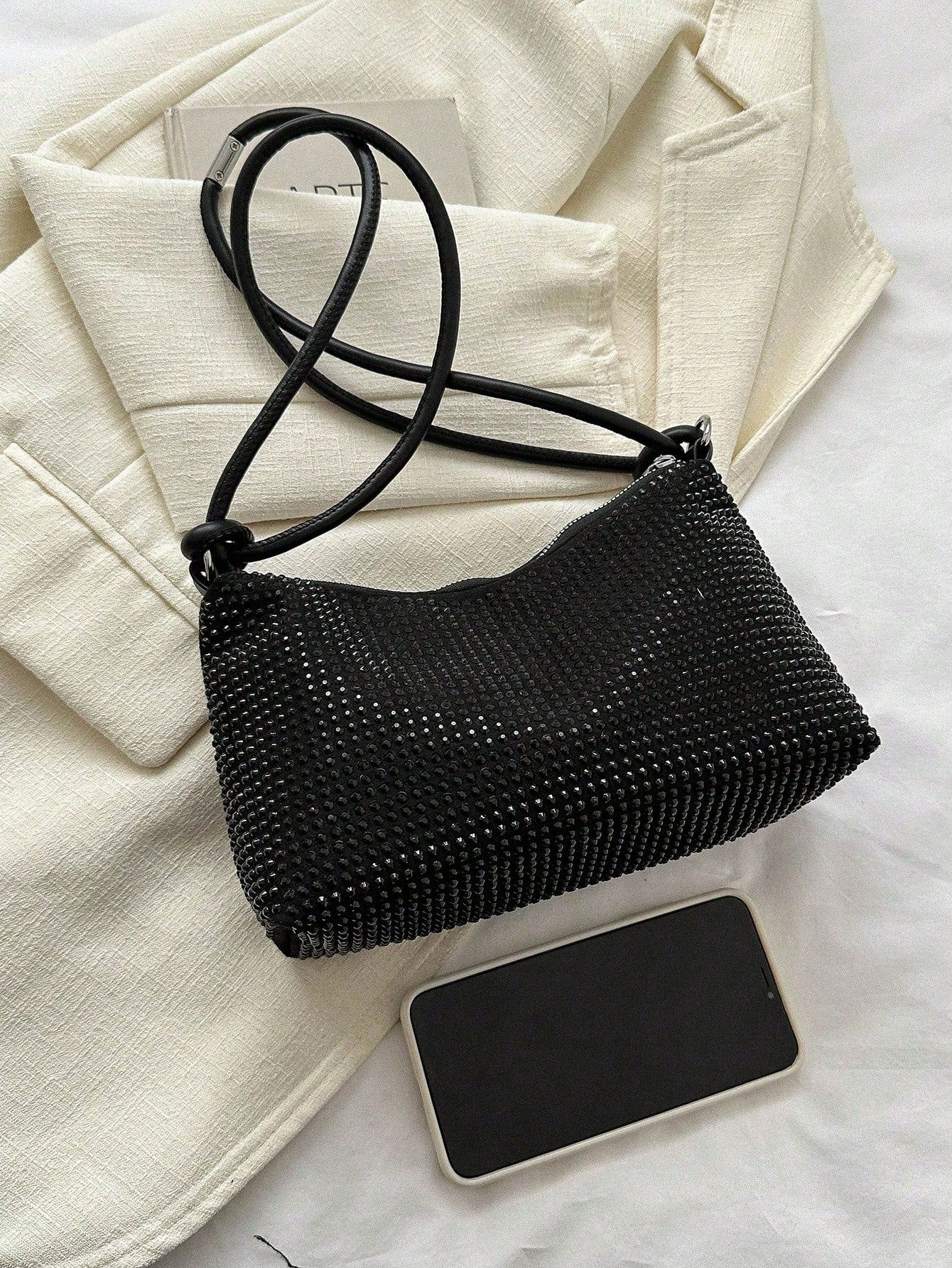 DAZY Lightweight,Business Casual Black Hobo Bag Studded Decor With Zipper For Teen Girls Women College Students,Rookies & White-Collar Workers Perfect For Office,College,Work,Business,Commute,Outdoor