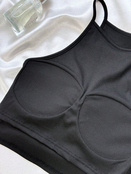 DAZY Women's Summer Casual Camisole With Built-In Padded Bra, Sexy & Comfortable Crop Top