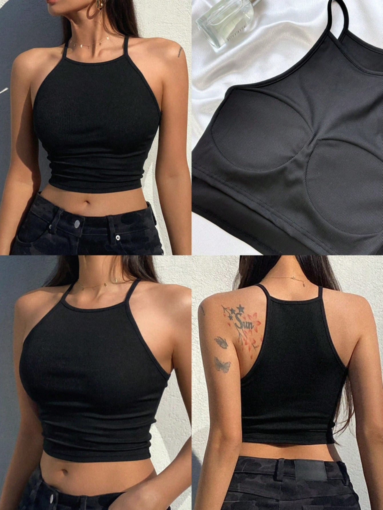 DAZY Women's Summer Casual Camisole With Built-In Padded Bra, Sexy & Comfortable Crop Top