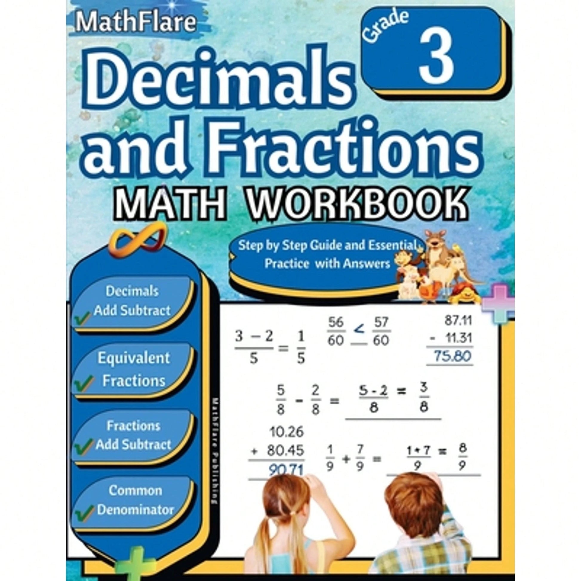 Decimals And Fractions Math Workbook 3rd Grade: Fractions And Decimals Grade 3, Adding And (Paperback) By Mathflare Publishing