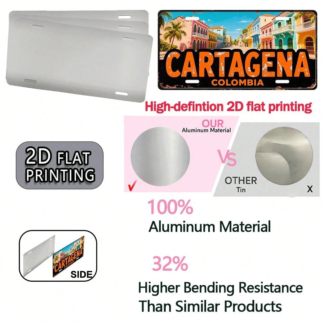 Decorative Use Only, Car P2D Flat, 2D Flat Printing, 1 Piece, Cartagena Retro Metal Aluminum License Plate Sign, Decorative Plate (12X 6inch ), Mother's Day, Colombian Coastal Style, Mom, Family, Birt