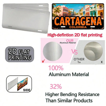 Decorative Use Only, Car P2D Flat, 2D Flat Printing, 1 Piece, Cartagena Retro Metal Aluminum License Plate Sign, Decorative Plate (12X 6inch ), Mother's Day, Colombian Coastal Style, Mom, Family, Birt