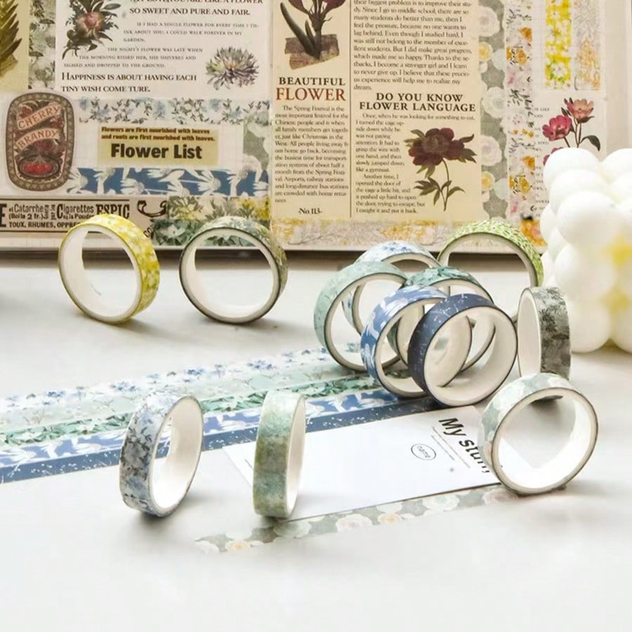 Decorative Washi Tape 5pcs Random Style Back To School Aesthetic Decorative Paper Tape, 5 Different Designs Random Colors, Suitable For Scrapbooking, Journaling, Planner, DIY Crafts, Gift Wrapping, St