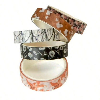 Decorative Washi Tape 5pcs Random Style Back To School Aesthetic Decorative Paper Tape, 5 Different Designs Random Colors, Suitable For Scrapbooking, Journaling, Planner, DIY Crafts, Gift Wrapping, St