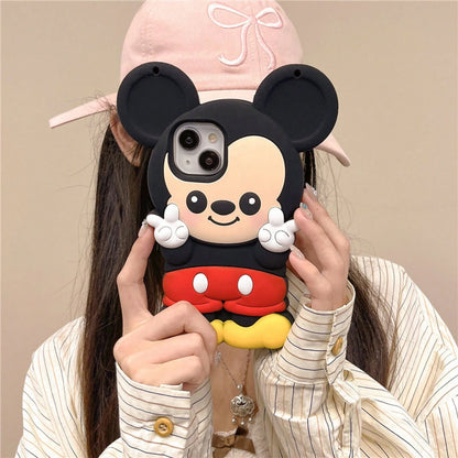 Disney Cartoon 3D Mickey Mouse 14/13 Compatible With Apple 15PROMAX Phone Case, Anti-Drop Protective Cover.Holiday AccessoriesAdd A Festive Touch Stitch Fundas S25 Ultra Case Waterproof Anti-Fall Scra