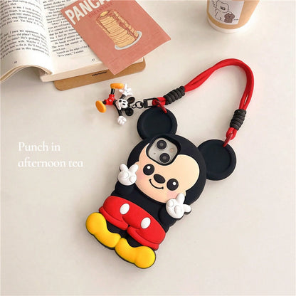 Disney Cartoon 3D Mickey Mouse 14/13 Compatible With Apple 15PROMAX Phone Case, Anti-Drop Protective Cover.Holiday AccessoriesAdd A Festive Touch Stitch Fundas S25 Ultra Case Waterproof Anti-Fall Scra