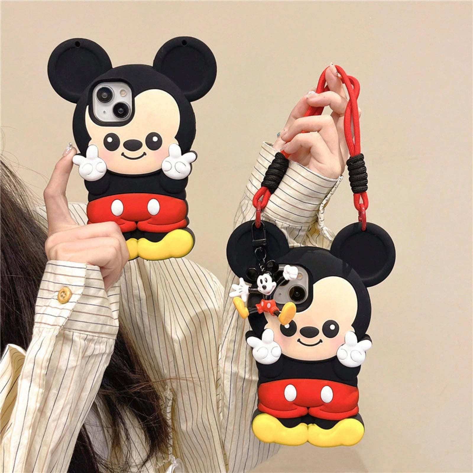 Disney Cartoon 3D Mickey Mouse 14/13 Compatible With Apple 15PROMAX Phone Case, Anti-Drop Protective Cover.Holiday AccessoriesAdd A Festive Touch Stitch Fundas S25 Ultra Case Waterproof Anti-Fall Scra