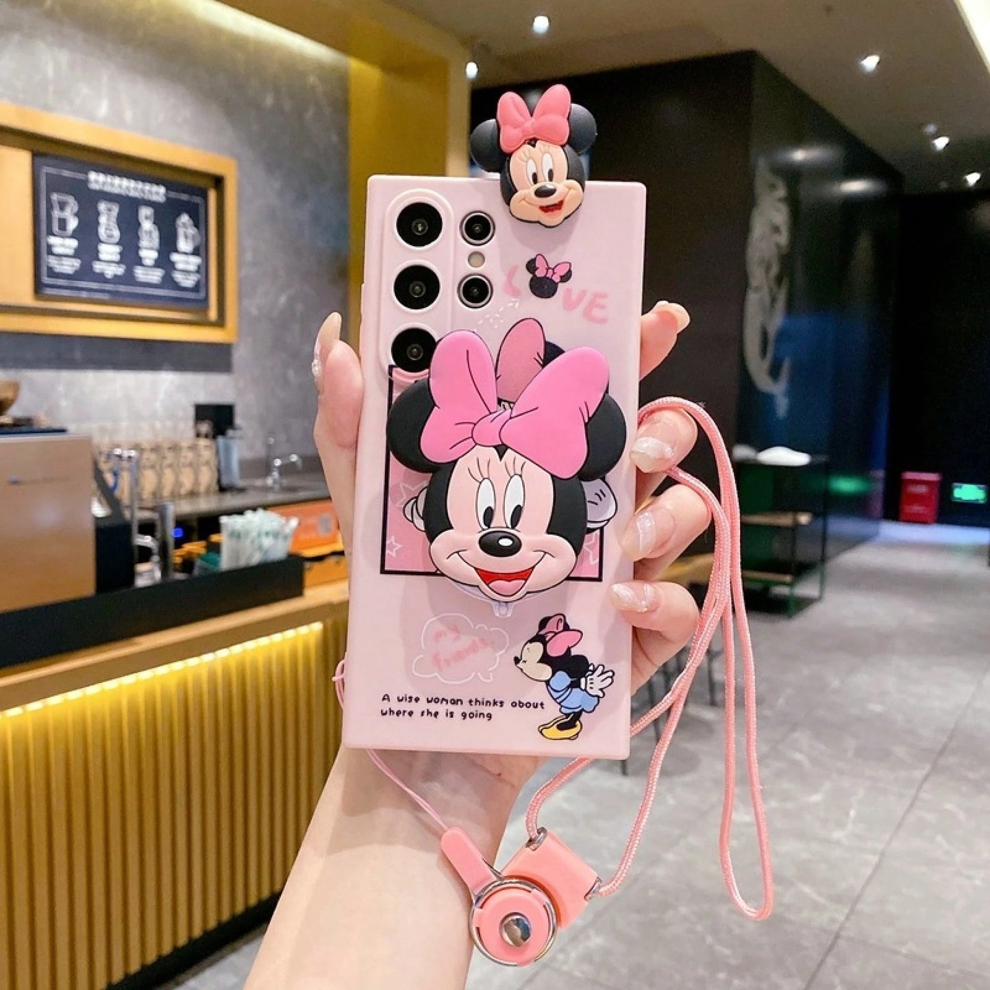 Disney Suitable For S23ultra Phone Case NOTE20 Minnie Mickey A52S Mirror Stand A36 Lanyard.Holiday Accessoriescoach Phone Case Fundas Summer Case 16 Case Green Phone Case Squishy Phone Case Valentine'