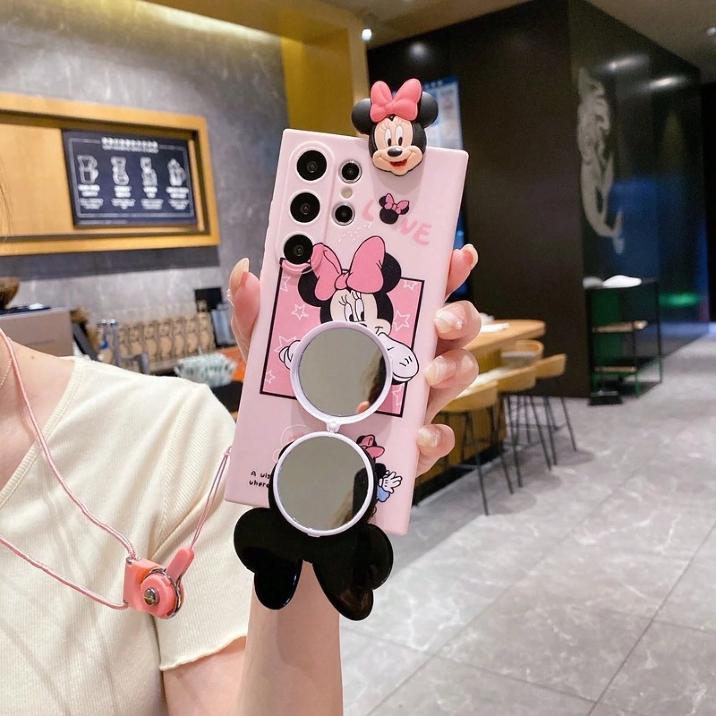 Disney Suitable For S23ultra Phone Case NOTE20 Minnie Mickey A52S Mirror Stand A36 Lanyard.Holiday Accessoriescoach Phone Case Fundas Summer Case 16 Case Green Phone Case Squishy Phone Case Valentine'