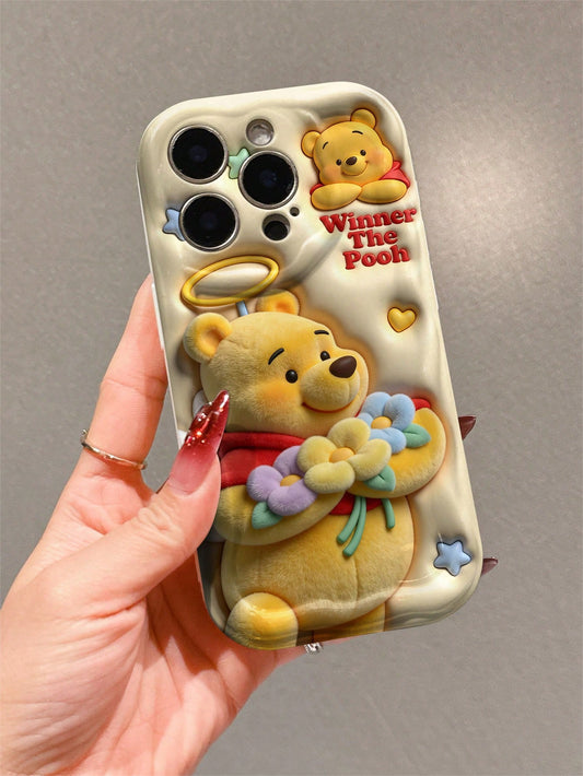 Disney This Winnie The Pooh Phone Case Features A Cute And Playful Expression Design, A Simple And Stylish Appearance, And A Smooth Touch. It Utilizes A 2D Wave Texture, Is Made Of Adorable And Eye-Ca