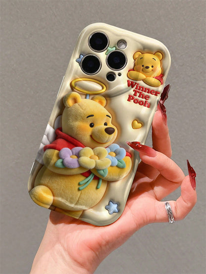 Disney This Winnie The Pooh Phone Case Features A Cute And Playful Expression Design, A Simple And Stylish Appearance, And A Smooth Touch. It Utilizes A 2D Wave Texture, Is Made Of Adorable And Eye-Ca