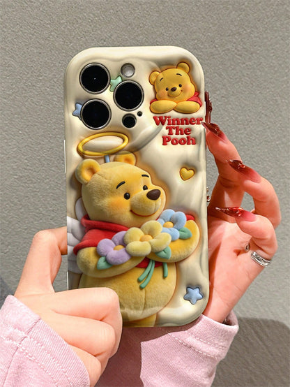 Disney This Winnie The Pooh Phone Case Features A Cute And Playful Expression Design, A Simple And Stylish Appearance, And A Smooth Touch. It Utilizes A 2D Wave Texture, Is Made Of Adorable And Eye-Ca