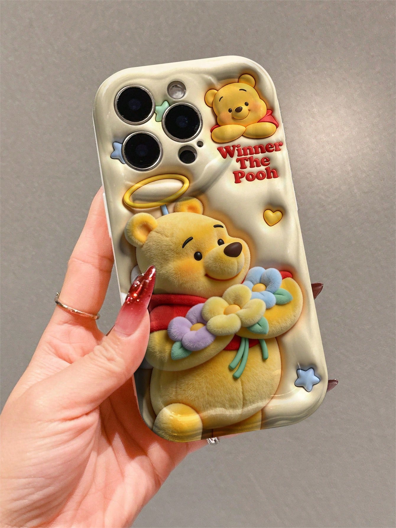 Disney This Winnie The Pooh Phone Case Features A Cute And Playful Expression Design, A Simple And Stylish Appearance, And A Smooth Touch. It Utilizes A 2D Wave Texture, Is Made Of Adorable And Eye-Ca