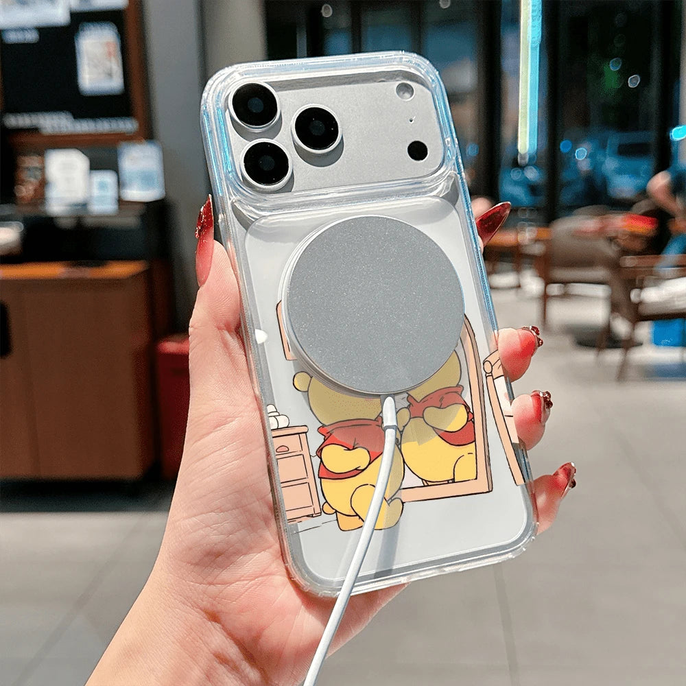 Disney.What Adorable Patterned Phone Case Featuring Winnie The Pooh Looking In The Mirror Design. Compatible With IPhone 17, 16, 15, 14, 13, 12, And 11 Pro Models. Made From TPU For Shockproof Protect