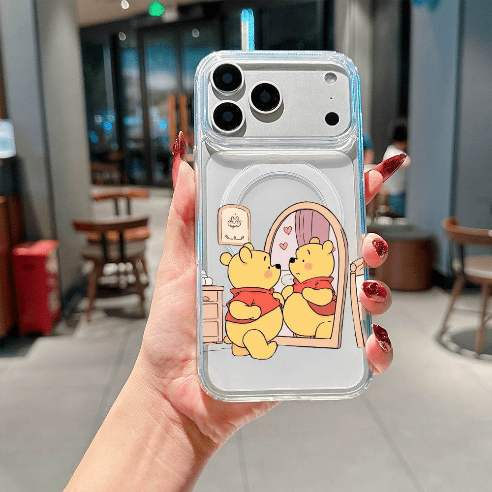 Disney.What Adorable Patterned Phone Case Featuring Winnie The Pooh Looking In The Mirror Design. Compatible With IPhone 17, 16, 15, 14, 13, 12, And 11 Pro Models. Made From TPU For Shockproof Protect