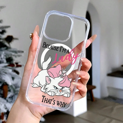 Disney What Cute Cat Patterned Phone Case Featuring A Sassy Cat Design And The Phrase "Because I'm A Lady" As Design Elements. Compatible With IPhone 17, 16, 15, 14, 13, 12, And 11 Pro Models, With Sh