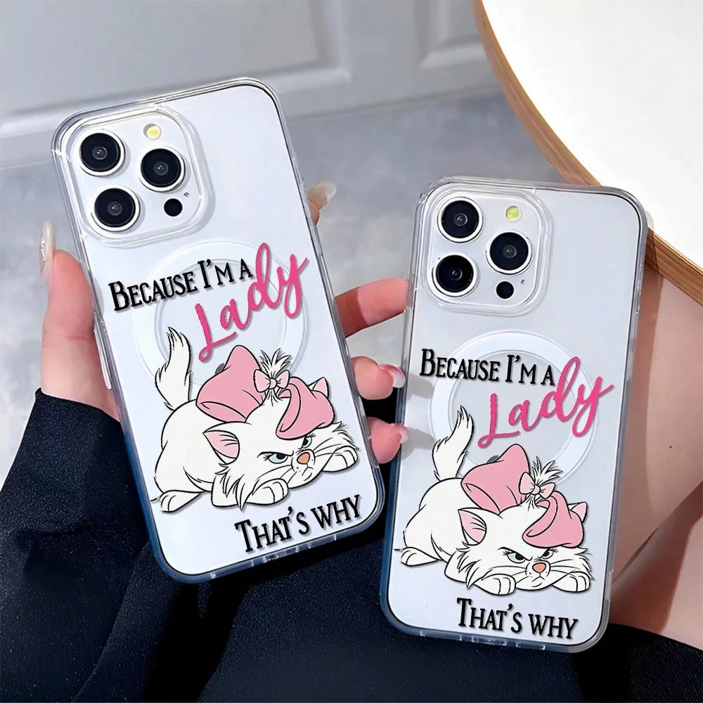 Disney What Cute Cat Patterned Phone Case Featuring A Sassy Cat Design And The Phrase "Because I'm A Lady" As Design Elements. Compatible With IPhone 17, 16, 15, 14, 13, 12, And 11 Pro Models, With Sh