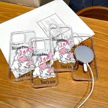 Disney What Cute Cat Patterned Phone Case Featuring A Sassy Cat Design And The Phrase "Because I'm A Lady" As Design Elements. Compatible With IPhone 17, 16, 15, 14, 13, 12, And 11 Pro Models, With Sh