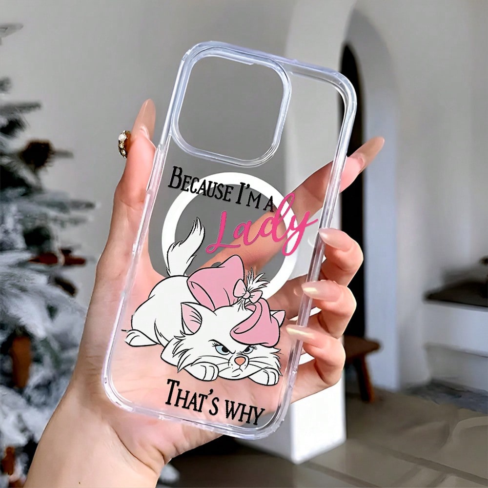 Disney What Cute Cat Patterned Phone Case Featuring A Sassy Cat Design And The Phrase "Because I'm A Lady" As Design Elements. Compatible With IPhone 17, 16, 15, 14, 13, 12, And 11 Pro Models, With Sh